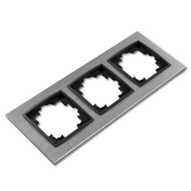 Lichtideen Schalter 3187 ABELKA ALU si/sw 1x Steckdose 2x Wechselschalter (Taster, Schalter, Anennendose, Steckdose mit USB lieferbar) von Lichtideen