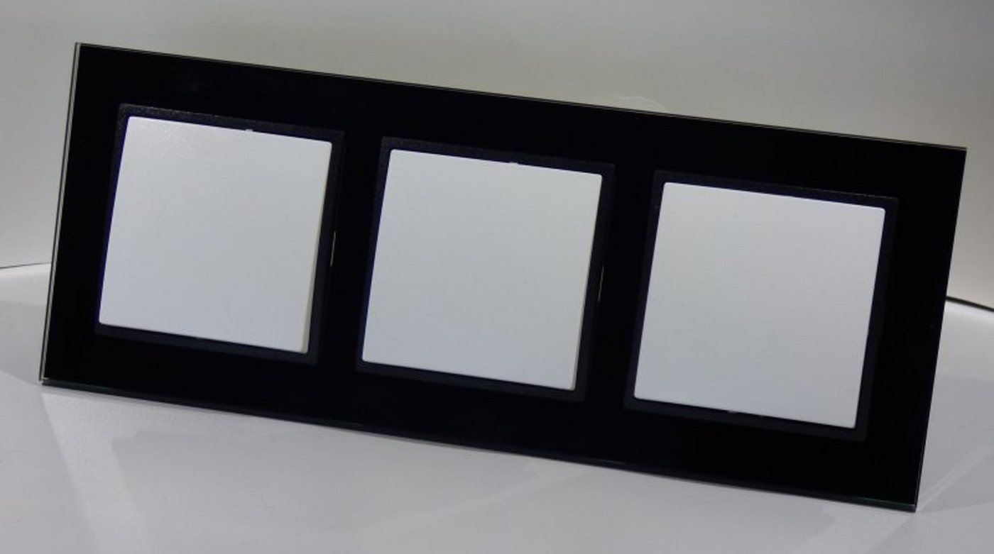 Lichtideen Schalter 6785 Abelka Nuovo schwarz GLAS 3 x Wechselschalter (Taster, Schalter, Anennendose, Steckdose mit USB lieferbar) von Lichtideen