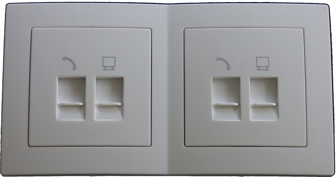 Lichtideen Schalter 6793 ABELKA Nuovo weiß je 2xTelefon Dose + 2xCAT5 weiß Schalter Serie (Taster, Schalter, Anennendose, Steckdose mit USB lieferbar) von Lichtideen