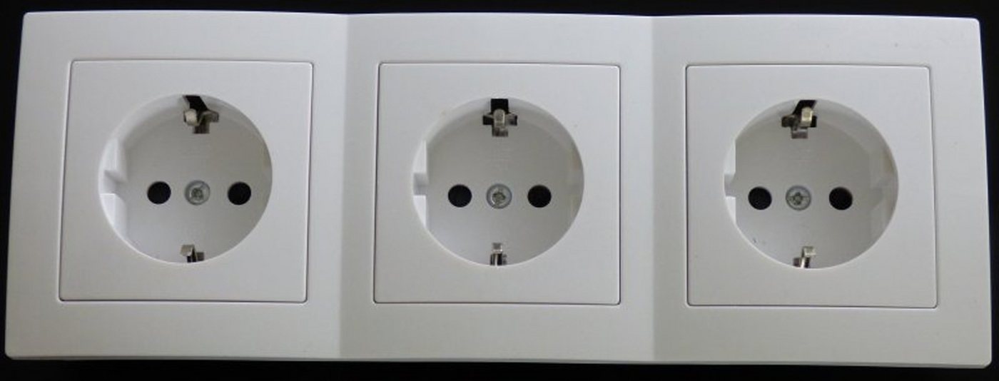 Lichtideen Schalter 7793 Levina Kunststoff 3 x Schukosteckdose weiß 16 Ampere (Taster, Schalter, Anennendose, Steckdose mit USB lieferbar) von Lichtideen