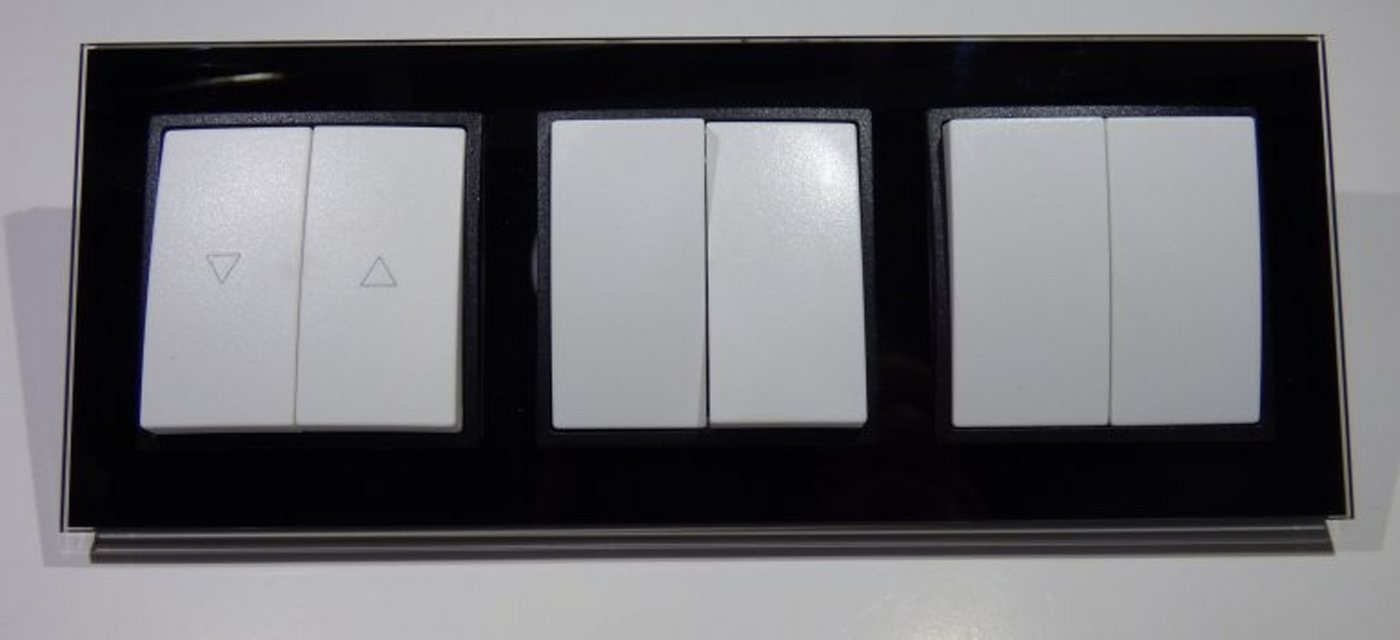 Lichtideen Schalter 8705 Abelka Nuovo schwarz 1 x Jalousie Taster 2 x Wechsel Schalter (Taster, Schalter, Anennendose, Steckdose mit USB lieferbar) von Lichtideen