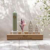 Geschenkset Für Mama Mit Häuschen Und Kleiner Blumenvase, Glück Ist Eine Wie Dich Zu Haben, Kerzenenset Aus Holz, Zum Muttertag von LichtliebeBodensee