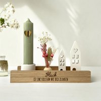 Kollegin Geschenkset Mit Häuschen Und Trockenblumen, Glück Ist Einen Wie Dich Zu Haben, Kerzenenset Aus Holz von LichtliebeBodensee