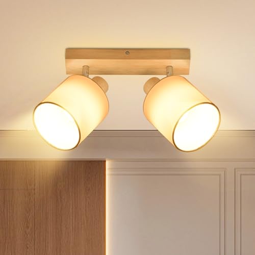 Lichtmaler Deckenleuchte Deckenstrahler 2 Flammig Holz - Deckenspot Drehbar Deckenlampe Flur E14 MAX 25W Flurlampe Innen Schwenkbar 350° Retro für Küche Schlafzimmer Ohne Leuchtmittel Lichtmaler Deckenleuchte Deckenstrahler 2 Flammig Holz - Deckenspot Drehbar Deckenlampe Flur E14 MAX 25W Flurlampe Innen Schwenkbar 350° Retro für Küche Schlafzimmer Ohne Leuchtmittel von Lichtmaler