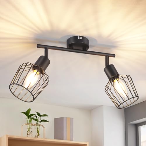 Lichtmaler Deckenspots Schwarz Deckenstrahler 2 Flammig - Deckenleuchte E14 Vintage Schwenkbar 350° Flurlampen Strahler Wand Badezimmer Küche(ohne Leuchtmittel) Lichtmaler Deckenspots Schwarz Deckenstrahler 2 Flammig - Deckenleuchte E14 Vintage Schwenkbar 350° Flurlampen Strahler Wand Badezimmer Küche(ohne Leuchtmittel) von Lichtmaler