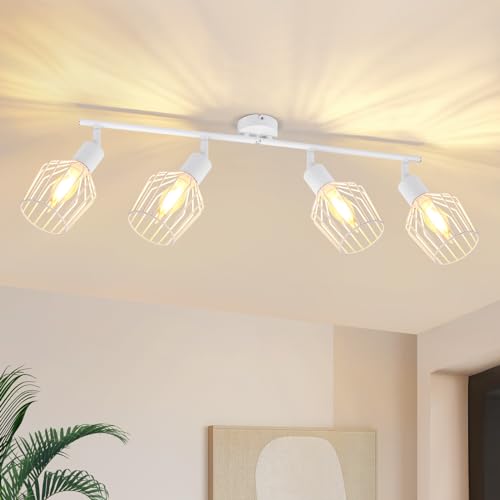 Lichtmaler Deckenspot 4 Flammig Deckenstrahler Vintage - Deckenleuchten E14 Weiß Spotlampe Industrie Drehbar 350° für Küchen Schlafzimmer Wohnzimmer(ohne Leuchtmittel) Lichtmaler Deckenspot 4 Flammig Deckenstrahler Vintage - Deckenleuchten E14 Weiß Spotlampe Industrie Drehbar 350° für Küchen Schlafzimmer Wohnzimmer(ohne Leuchtmittel) von Lichtmaler