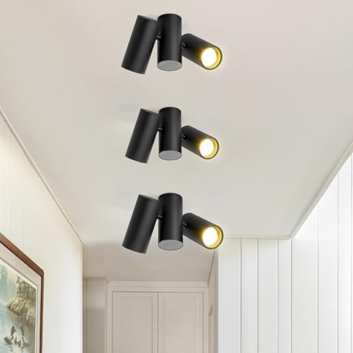 Lichtmaler Deckenstrahler 2 Flammig Schwarz Deckenspots - 3ER Metall Deckenlampe GU10 Modern Schwenkbar 180° Innen Deckenleuchte MAX.25W für Wohnzimmer Flur Schlafzimmer Küche (ohne Leuchtmittel) von Lichtmaler