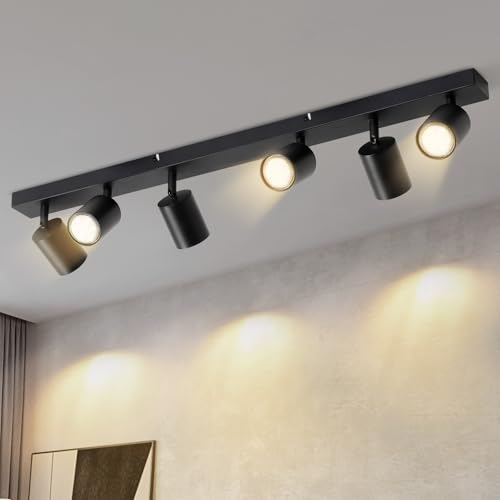 Lichtmaler Deckenstrahler 6 Flammig Deckenleuchte Schwarz - LED Deckenlampe Schwenkbar 350° Deckenspot Strahler GU10 Spots für Wohnzimmer Schlafzimmer Küche, Ohne Leuchtmittel Lichtmaler Deckenstrahler 6 Flammig Deckenleuchte Schwarz - LED Deckenlampe Schwenkbar 350° Deckenspot Strahler GU10 Spots für Wohnzimmer Schlafzimmer Küche, Ohne Leuchtmittel von Lichtmaler