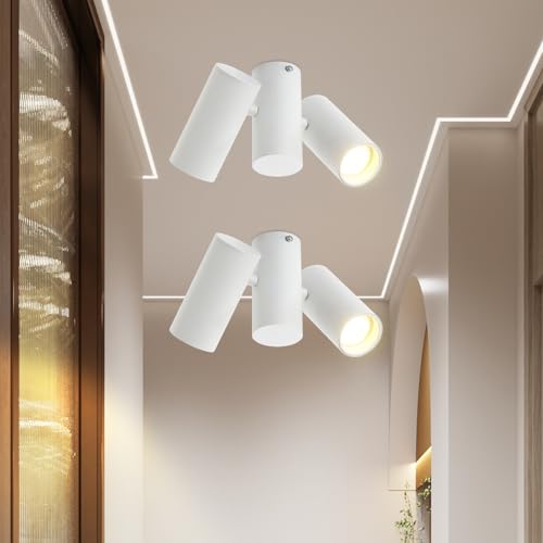 Lichtmaler Deckenstrahler Weiss Deckenspots 2 Flammig - 2ER GU10 Deckenlampe Metall Schwenkbar 180° Deckenleuchte Innen MAX.25W für Flur Wohnzimmer Schlafzimmer Küche (ohne Leuchtmittel) von Lichtmaler