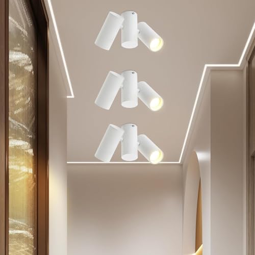 Lichtmaler Deckenstrahler Weiss Deckenspots 2 Flammig - 3ER GU10 Deckenlampe Metall Schwenkbar 180° Deckenleuchte Innen MAX.25W für Flur Wohnzimmer Schlafzimmer Küche (ohne Leuchtmittel) von Lichtmaler