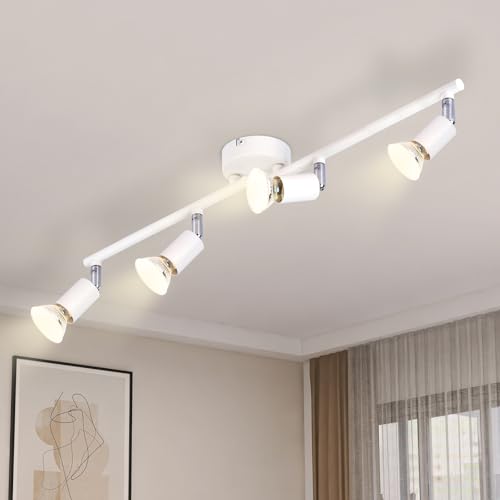 Lichtmaler LED Deckenlampe 4 Flammig Deckenspots - Deckenleuchte GU10 Weiß Deckenstrahler Schwenkbar 330°Industrial Schlafzimmerlampe Wohnzimmer Ohne Leuchtmittel von Lichtmaler