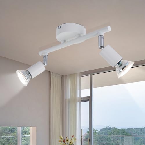 Lichtmaler LED Deckenspots GU10 Deckenleuchte - Deckenstrahler Weiß 2 Flammig Schwenkbar 330° Wandleuchte Deckenlampe Wand Flurlampe Schlafzimmer Badezimmer Küche Ohne Leuchtmittel von Lichtmaler