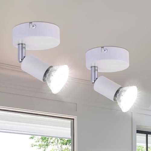 Lichtmaler LED Deckenspots GU10 Wandstrahler - 2 Stück Deckenleuchte Weiß Schwenkbar Deckenstrahler 1 Flammig Deckenlampe Flurlampe Wand Badezimmer Küche Ohne Leuchtmittel von Lichtmaler
