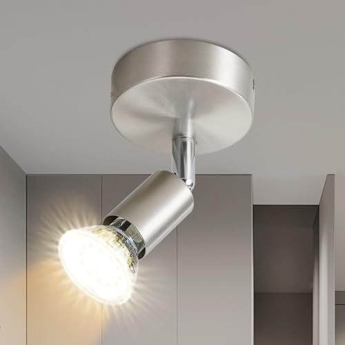 Lichtmaler LED Deckenspots GU10 Deckenstrahler - Deckenleuchte 1 Flammig Schwenkbar 330° Deckenlampe Flurlampe Industriel Edelstahl Wand für Schlafzimmer Badezimmer Küche Ohne Leuchtmittel von Lichtmaler