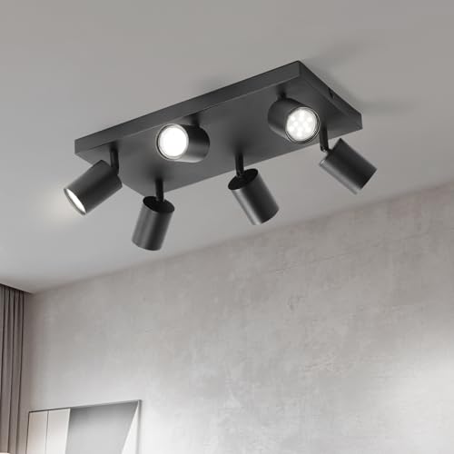 Lichtmaler LED Deckenstrahler 6 Flammig Deckelampe - Deckeleuchte Schwarz GU10 Deckenspots Quadratische Schwenkbar 350° Spotlight Modern Spots für Flur Wohnzimmer Schlafzimmer, Ohne Leuchtmittel von Lichtmaler