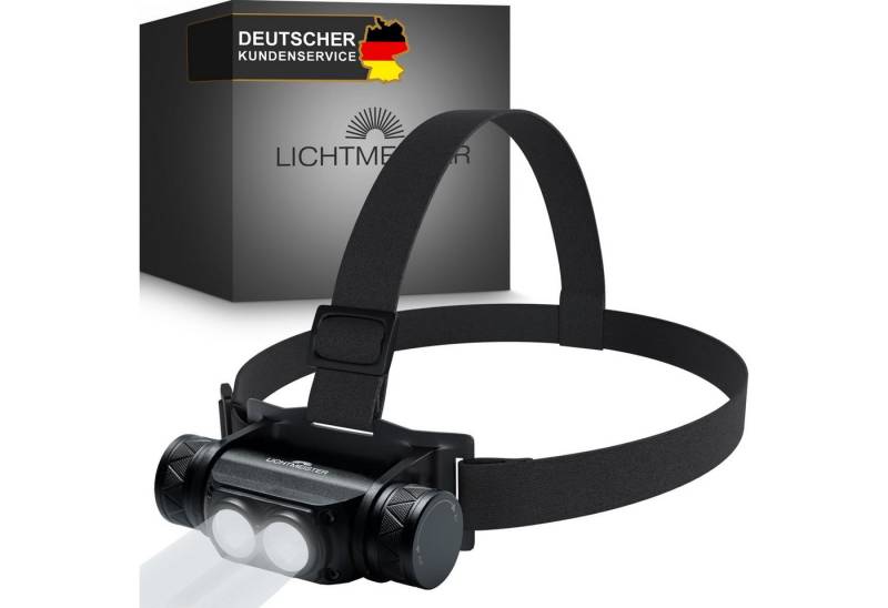 Lichtmeister LED Stirnlampe (1000 Lumen, 3600 mAh Akku) - Stirnlampe LED wiederaufladbar, Extrem helle Kopflampe - Stirnlampe LED [Energieklasse A] von Lichtmeister