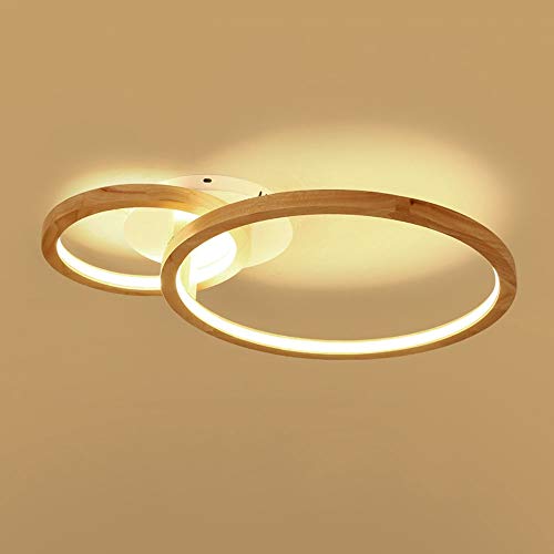 Holz 2-Ring LED-Deckenleuchte Modern Minimalismus Holz Stil Runde Deckenlampe Kreativ Wohnzimmer Schlafzimmer Esszimmer Leuchte Deckenbeleuchtung Acryl-Schirm Decke Licht Holzlampe [Energieklasse A++] von Lichtsse