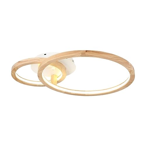 Holz 2-Ring LED-Deckenleuchte Modern Minimalismus Holz Stil Runde Deckenlampe Kreativ Wohnzimmer Schlafzimmer Esszimmer Leuchte Deckenbeleuchtung Acryl-Schirm Decke Licht Holzlampe [Energieklasse A++] von Lichtsse