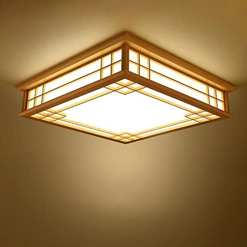 Japanische Deckenleuchte Tatami Lampe Holz LED Schlafzimmer Wohnzimmer Lampe Massivholz Deckenlampe Lampen Licht Deckenleuchten Lamp Protokolle Deckenlampen Umweltfreundliche Beleuchtung Dimmbare von Lichtsse