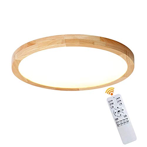 LED Deckenleuchte, Nordic Modern Holz Deckenlampe, 20W 1800lm(90Lm/W) Runde Holz Lampe für Wohnzimmer, Schlafzimmer, Büro, Kinderzimmer Leuchte Eiche Decke Licht Holzlampe, Φ30cm [Energieklasse A++] von Lichtsse