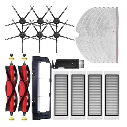 HEPA-Filter Hauptbürste Mopp Tuch Seitenbürste Wassertank Staubbox Kompatibel mit XiaoMi Roborock S5 Max S6 MaxV S6 Pure Staubsauger Ersatzteile(Red) von Licipe