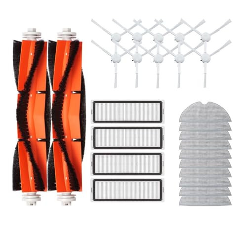 Kompatibel mit Xiaomi Mijia 1C 1T Mi Roboterstaubsaugerzubehör Dreame F9 Hepa-Filter Hauptseitenbürste Wischtuch Ersatzteile(Orange) von Licipe