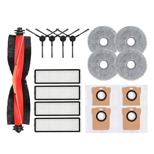 Kompatibel mit Xiaomi Roboterstaubsauger X20 Max / D109GL Staubsaugerteile Hauptrolle Seitenbürste Hepa-Filter Wischtuch Staubbeutel(Burgundy) von Licipe