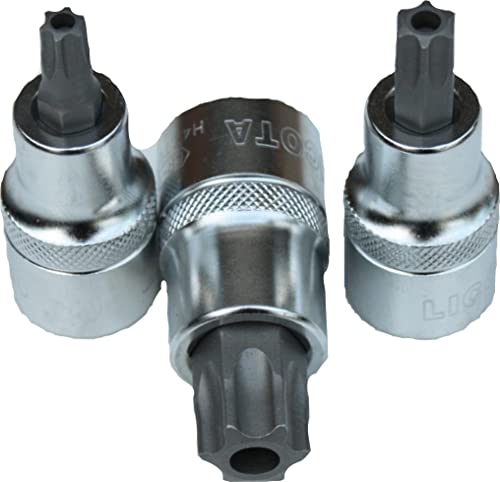 1/2" Bit-Einsatz T-Profil-Nuss mit Stirnloch T30 / Cr-V (S2) von Licota