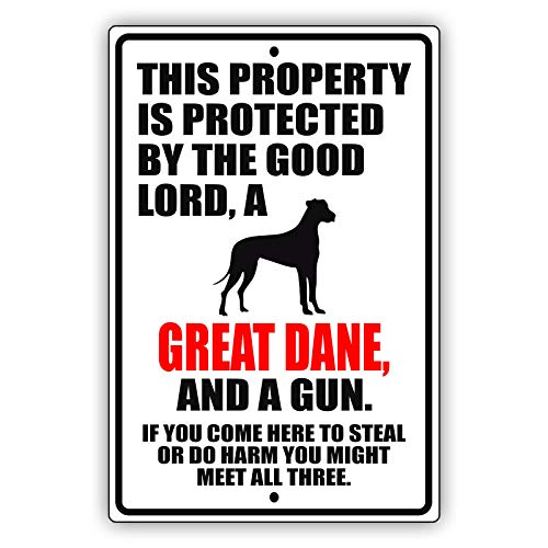 Blechschild "This Property Is Protected By The Good Lord A Great Dog", 30,5 x 20,3 cm Blechschild "This Property Is Protected By The Good Lord A Great Dog", 30,5 x 20,3 cm von Licpact