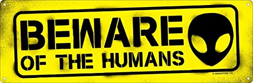 Licpact Blechschild "Beware of the Humans", Metallschild, 40,6 x 10,2 cm von Licpact
