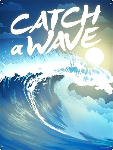 Licpact Blechschild "Catch A Wave", Heimdekoration, 30,5 x 20,3 cm von Licpact