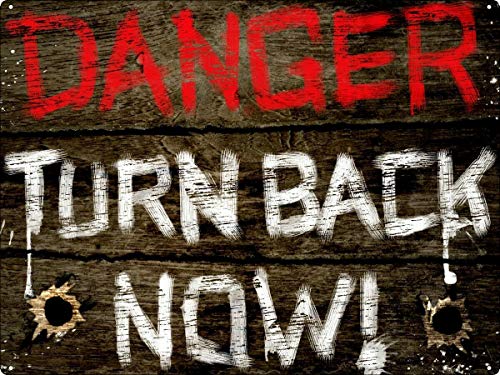 Licpact Blechschild "Danger Turn Back Now", Wanddekoration, 30,5 x 20,3 cm von Licpact