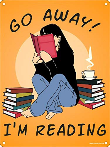 Licpact Blechschild "Go Away I'm Reading" Metallschild, Wanddekoration, 30,5 x 20,3 cm von Licpact