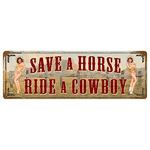 Licpact Blechschild "Save A Horse Ride A Cowboy Risque" Pin Up Girl Humor Licpact Blechschild "Save A Horse Ride A Cowboy Risque" Pin Up Girl Humor von Licpact