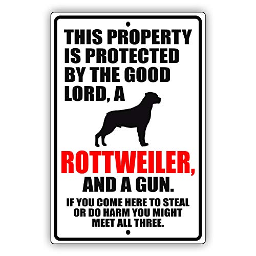 Licpact Blechschild "This Property is Protected by The Good Lord Rottweiler", 30,5 x 20,3 cm Licpact Blechschild "This Property is Protected by The Good Lord Rottweiler", 30,5 x 20,3 cm von Licpact
