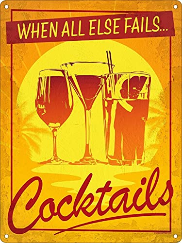 Licpact Blechschild "When All Else Fails Cocktails" Metallschild, Wanddekoration, 30,5 x 20,3 cm von Licpact