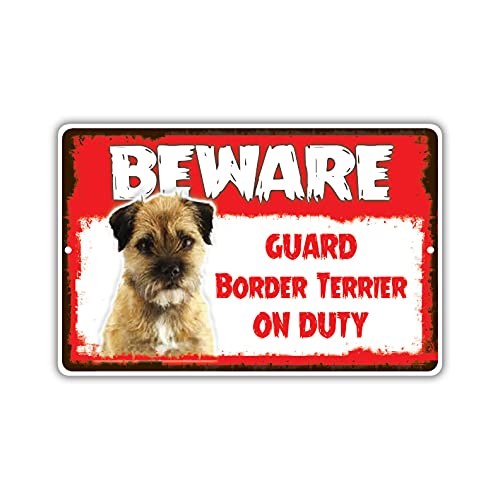 Licpact Blechschild mit Aufschrift "Beware Guard Border Terrier Lab On Duty", 30,5 x 20,3 cm Licpact Blechschild mit Aufschrift "Beware Guard Border Terrier Lab On Duty", 30,5 x 20,3 cm von Licpact