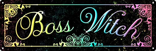 Licpact Blechschild mit Aufschrift "Boss Witch", Wanddekoration, 40,6 x 10,2 cm von Licpact