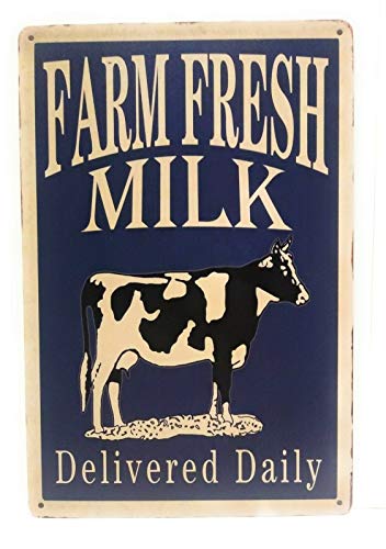 Licpact Blechschild mit Aufschrift "Farm Fresh Milk Delivered Daily Licpact Blechschild mit Aufschrift "Farm Fresh Milk Delivered Daily von Licpact