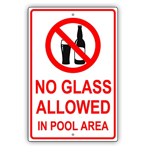 Licpact Blechschild mit Aufschrift "No Glass Allowed in Pool Area", Bieralkohol, 30,5 x 20,3 cm Licpact Blechschild mit Aufschrift "No Glass Allowed in Pool Area", Bieralkohol, 30,5 x 20,3 cm von Licpact