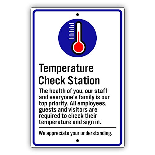 Licpact Blechschild mit Aufschrift "Temperature Check Station The Health of You", 30,5 x 20,3 cm von Licpact
