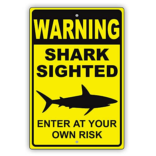 Licpact Blechschild mit Aufschrift "Warning Shark Sighted Enter at Your Own Risk", 30,5 x 20,3 cm Licpact Blechschild mit Aufschrift "Warning Shark Sighted Enter at Your Own Risk", 30,5 x 20,3 cm von Licpact