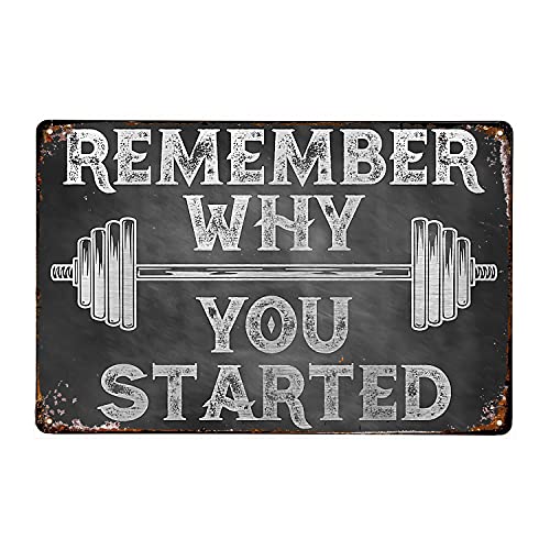 Licpact Fitness Remember Why You Started Blechschild, Gym Lovers Blechschild, Fitness-Blechschild, Fitness-Blechschild, Fitness-Dekor, Retro-Blechschild, 30,5 x 20,3 cm von Licpact