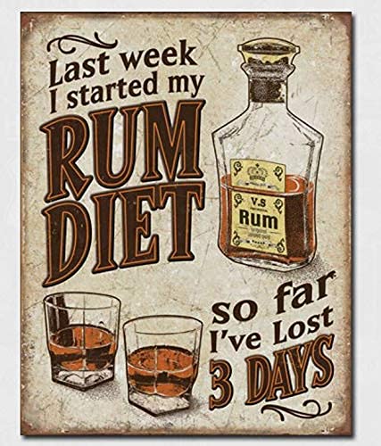Licpact Metallschild Blechschild Rum Diät Retro Poster Metall Blechschild Wandschild Plakette Poster für Zuhause Badezimmer und Café Bar Pub, Wanddekoration 20,3 x 30,5 cm Licpact Metallschild Blechschild Rum Diät Retro Poster Metall Blechschild Wandschild Plakette Poster für Zuhause Badezimmer und Café Bar Pub, Wanddekoration 20,3 x 30,5 cm von Licpact