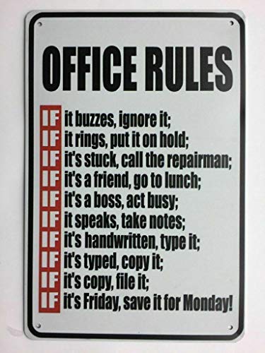 Licpact Office Rules Metallschild, Wanddekoration, 30,5 x 20,3 cm von Licpact