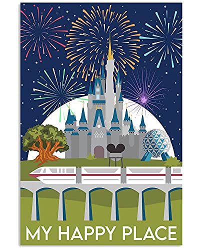 Licpact Retro-Blechschild Disney World Castle My Happy Place Feuerwerk Metall-Blechschild Wandposter Plakette für Zuhause, Küche, Bar, Café, 30,5 x 20,3 cm Licpact Retro-Blechschild Disney World Castle My Happy Place Feuerwerk Metall-Blechschild Wandposter Plakette für Zuhause, Küche, Bar, Café, 30,5 x 20,3 cm von Licpact