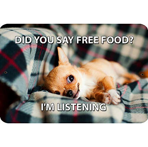 Lustiges Hunde-Meme-Blechschild "Free Food I'm Listening Chihuahua" Metallschild, 30,5 x 20,3 cm Lustiges Hunde-Meme-Blechschild "Free Food I'm Listening Chihuahua" Metallschild, 30,5 x 20,3 cm von Licpact