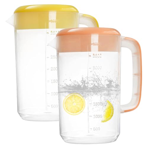 1 Gallonenkrug mit Deckel, 2pcs Plastikkrug mit Siebabdeckung für Limonade, Eistee, kaltes Gebräu, klar (Stil 1) von Licsaliwe