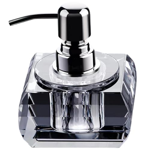 100 ml Glasseifespender mit Pumpe, Kristallseifeflasche mit einem Rutschbasis für Badezimmer Küchenspüle/ 3, 5 x 3, 5 Zoll von Licsaliwe