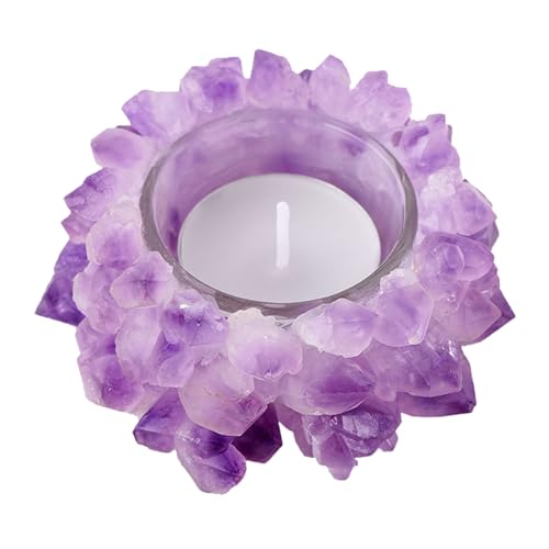 Amethyst Crystal Tea Leuchte Kerzenhalter, Natural Quartz Cluster Candlestick Dekor für Home Wedding Party Amethyst Crystal Tea Leuchte Kerzenhalter, Natural Quartz Cluster Candlestick Dekor für Home Wedding Party von Licsaliwe